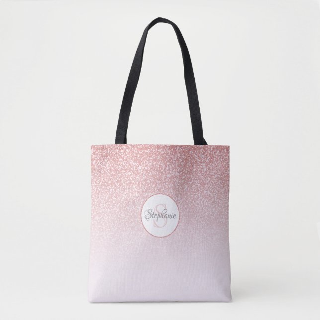 Ro Guld Glitter Monogram Namn Tygkasse (Framsida)