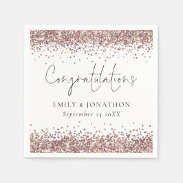 Ro Guld Glitter Namn Grattis Bröllop Pappersservett