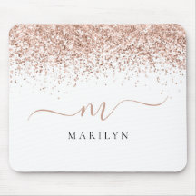 Ro Guld Glitter Namn Monogram Initial