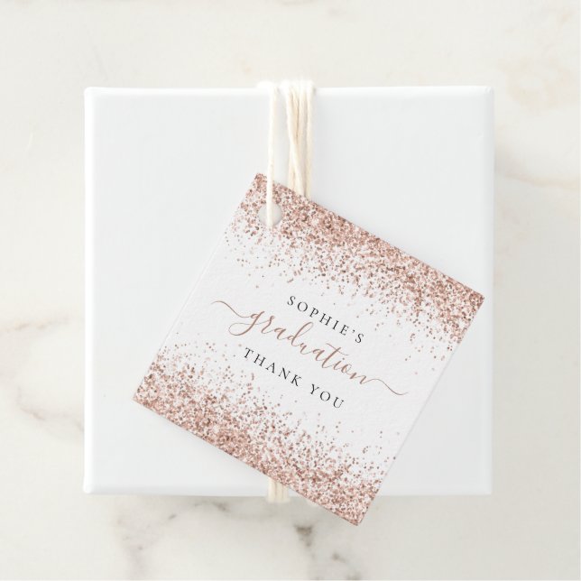 Ro Guld Glitter Namn Studenten Tack Gåvor Etiketter (På plats)
