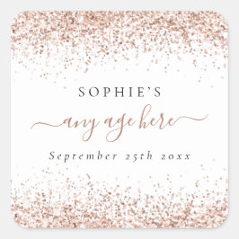 Ro Guld Glitter Namn vid vid födelsedag Fyrkantigt Klistermärke