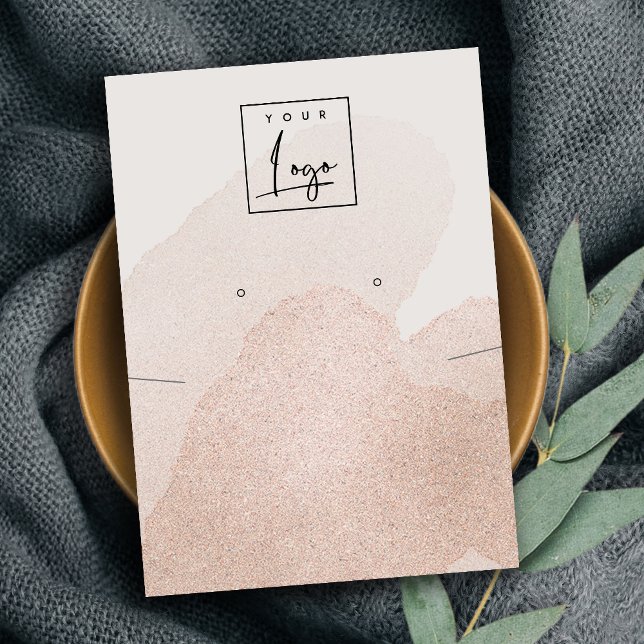 Ro Guld Glitter Necklace Earring Logotyp Visning Visitkort (Skapare uppladdad)