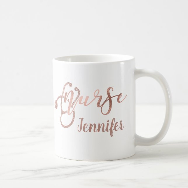 Ro Guld Glitter Nurse personlig Namn Kaffemugg (Höger)