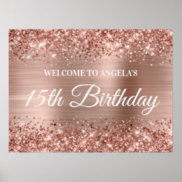 Ro Guld Glitter och Foil 15:e födelsedag Välkommen Poster