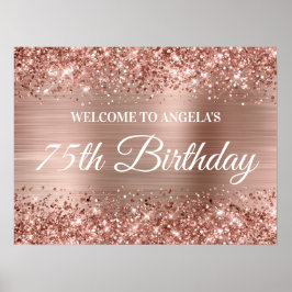 Ro Guld Glitter och Foil 75:e, födelsedag: Välkomm Poster