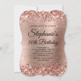 Ro Guld Glitter och Foil Finare Monogrammed Inbjudningar