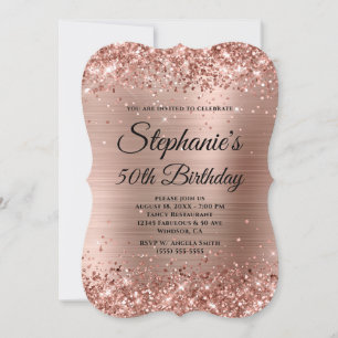 Ro Guld Glitter och Foil Finare Monogrammed Inbjudningar