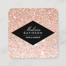 Ro Guld Glitter och Glamor Beauty Fyrkantigt Visitkort
