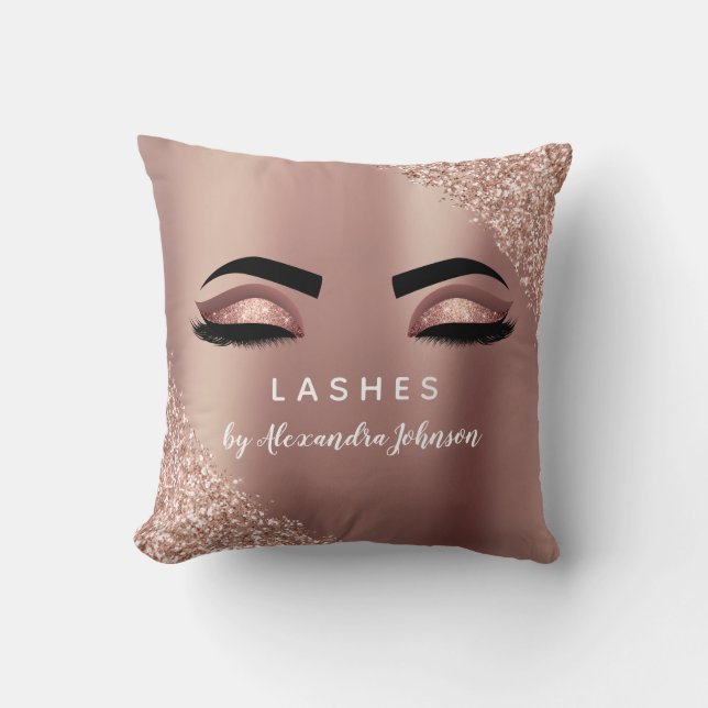 Ro Guld Glitter och Gnistra Eyelash Extension Kudde (Framsida)