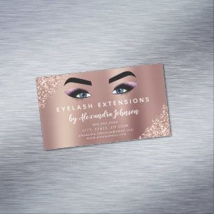 Ro Guld Glitter och Gnistra Eyelash Extension Magnetiska Visitkort