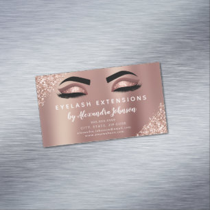 Ro Guld Glitter och Gnistra Eyelash Extension Magnetiska Visitkort
