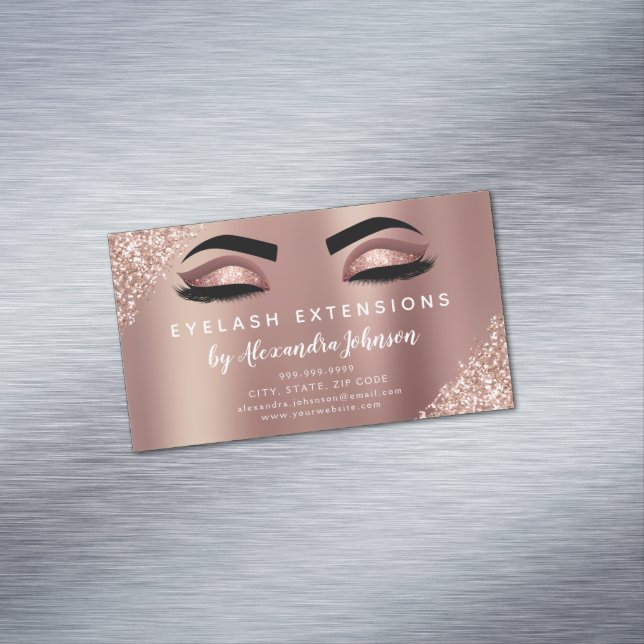 Ro Guld Glitter och Gnistra Eyelash Extension Magnetiska Visitkort (In Situ)