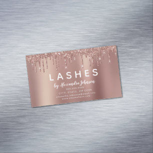 Ro Guld Glitter och Gnistra Eyelash Extension Magnetiska Visitkort