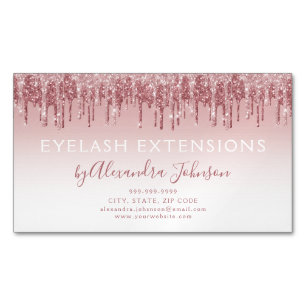 Ro Guld Glitter och Gnistra Eyelash Extension Magnetiska Visitkort