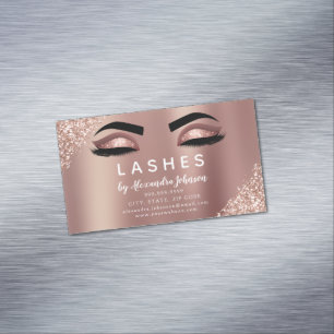 Ro Guld Glitter och Gnistra Eyelash Extension Magnetiska Visitkort
