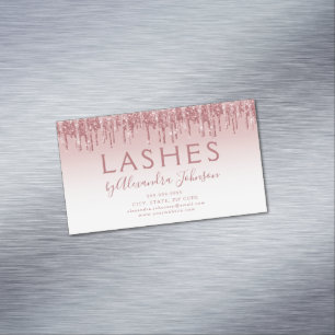 Ro Guld Glitter och Gnistra Eyelash Extension Magnetiska Visitkort