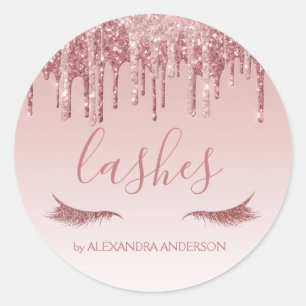 Ro Guld Glitter och Gnistra Eyelash Extension Runt Klistermärke