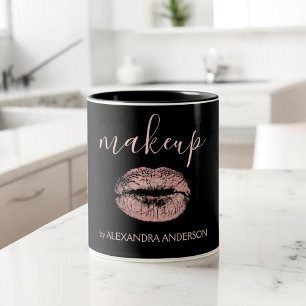 Ro Guld Glitter och Gnistra Lipstick Makeup Två-Tonad Mugg