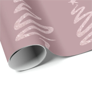 Ro Guld Glitter och Lila Julgran Mönster Presentpapper