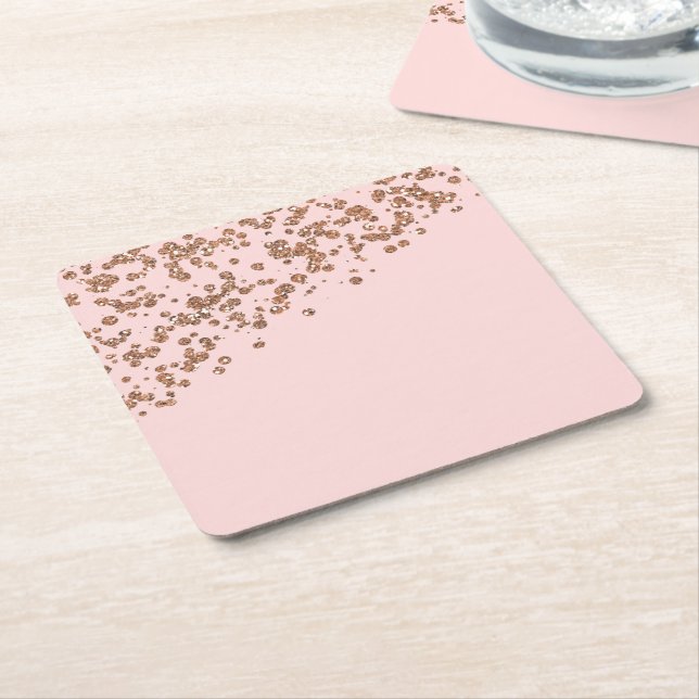 Ro Guld Glitter och Rosa Underlägg Papper Kvadrat (Vinklad)