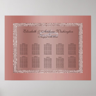 Ro Guld Glitter och Silver Bröllop Ringar Poster