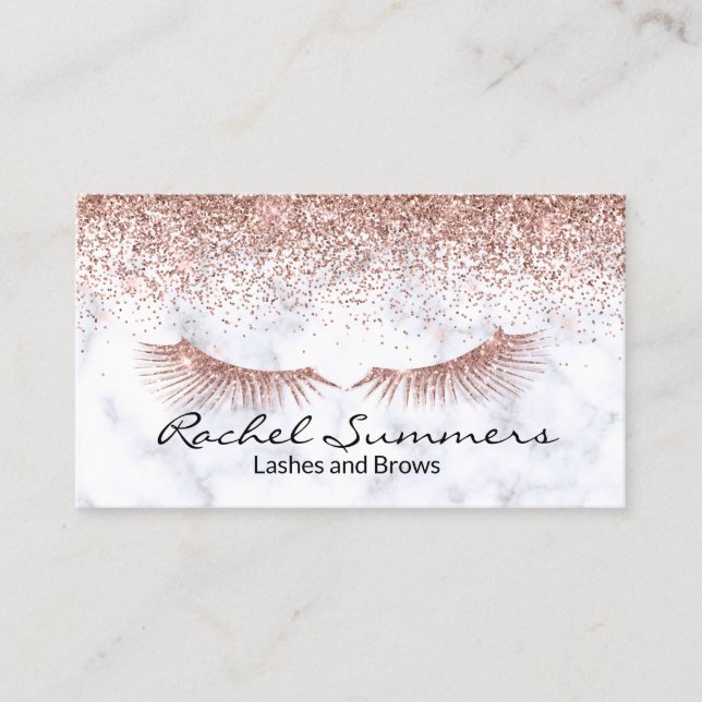 Ro Guld Glitter Ombre Marble Eyebrow Eyelash Visitkort (Framsida)