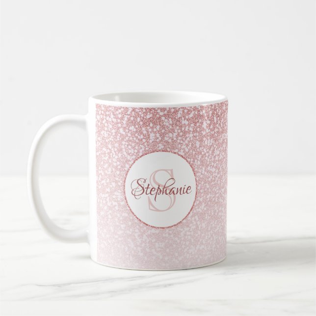 Ro Guld Glitter,  omringningsrundans Monogram Kaffemugg (Vänster)