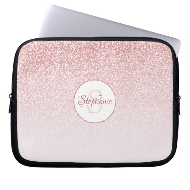 Ro Guld Glitter,  omringningsrundans Monogram Laptop Fodral (Framsidan)