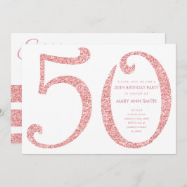 Ro Guld Glitter överraskning 50:e födelsedagen Inbjudningar