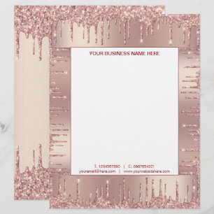 Ro Guld Glitter Personlig Business Stationery Brevhuvud