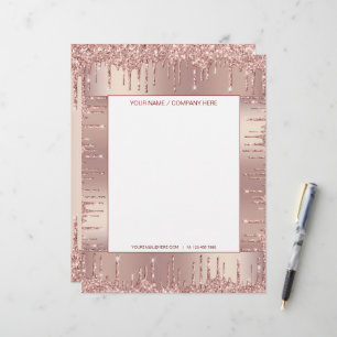 Ro Guld Glitter Personlig Letterhead Brevhuvud