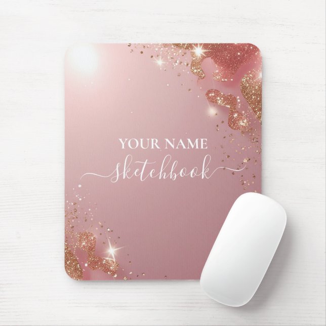 Ro Guld Glitter Personlig Mousepad - Er Nam Musmatta (Med mus)