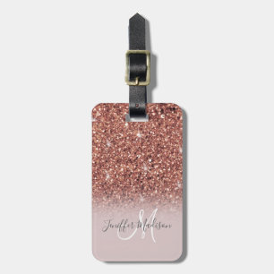 Ro guld glitter Personlig Namn Bagagebricka