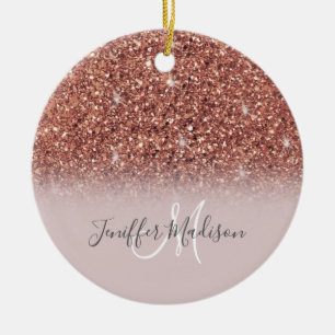 Ro guld glitter Personlig Namn Julgransprydnad Keramik