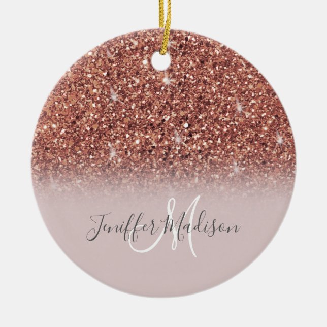 Ro guld glitter Personlig Namn Julgransprydnad Keramik (Framsidan)