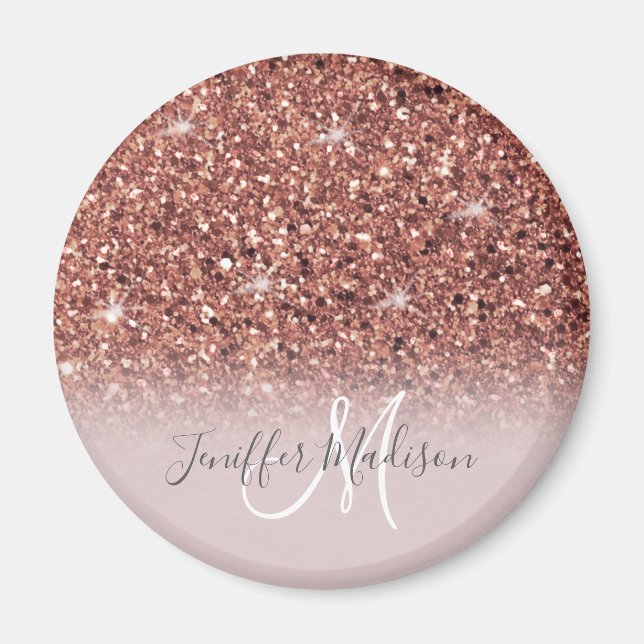 Ro guld glitter Personlig Namn Magnet (Framsidan)