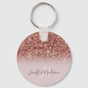 Ro guld glitter Personlig Namn Nyckelring