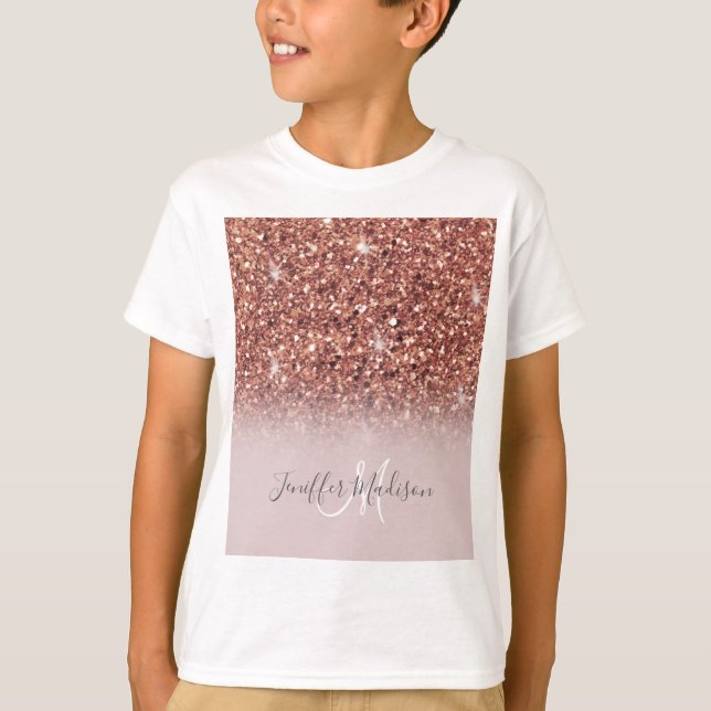 Ro guld glitter Personlig Namn                T Shirt (Framsida)