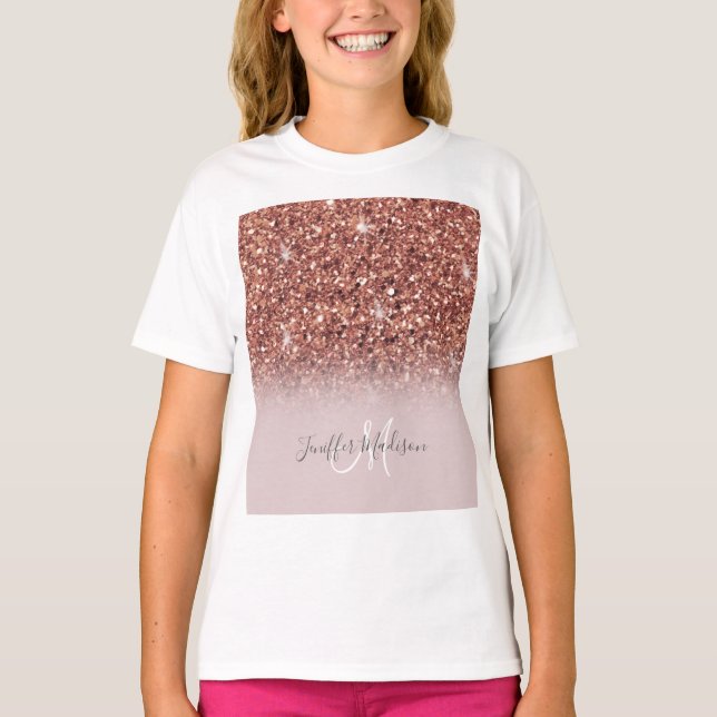 Ro guld glitter Personlig Namn                T Shirt (Framsida)