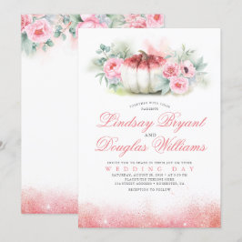 Ro Guld Glitter Pumpkin Fall Wedding bjudande Inbjudningar