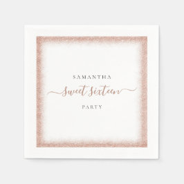 Ro Guld Glitter Ram, Namn, Sverige 16 Party Pappersservett