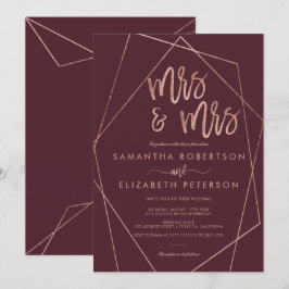 Ro guld glitter, röd terrarium lesbisk bröllop inbjudningar