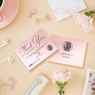 Ro Guld Glitter Rosa Customer Tack Visitkort