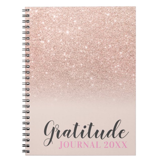 Ro guld glitter,  rosa, journal anteckningsbok (Framsidan)