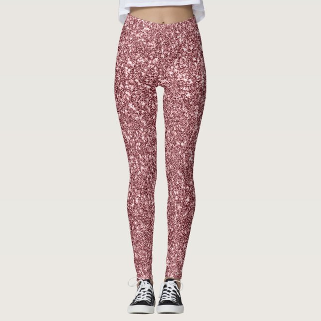 Ro Guld Glitter Rosa Leggings (Framsida)