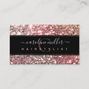 Ro Guld Glitter Rosa Monogram Beauty Salon Visitkort