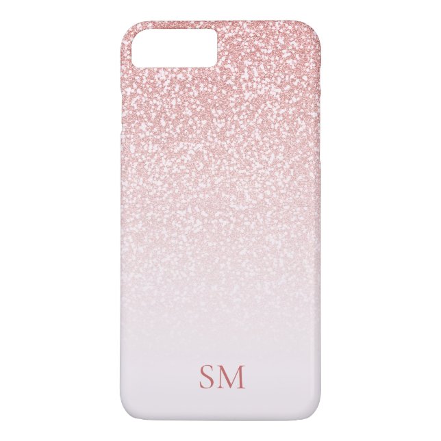 Ro Guld Glitter:  Rosa Ombre Monogram Case-Mate iPhone Skal (Baksida)