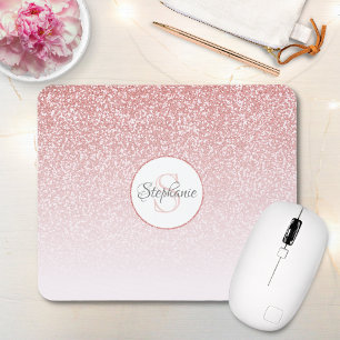 Ro Guld Glitter Rosa Ombre Monogram Namn Musmatta
