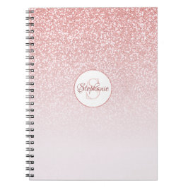 Ro Guld Glitter Rosa  Ombre Monogram Personlig Anteckningsbok