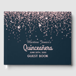 Ro Guld Glitter Rosa Quinceañera 15:e födelsedagen Gästböcker